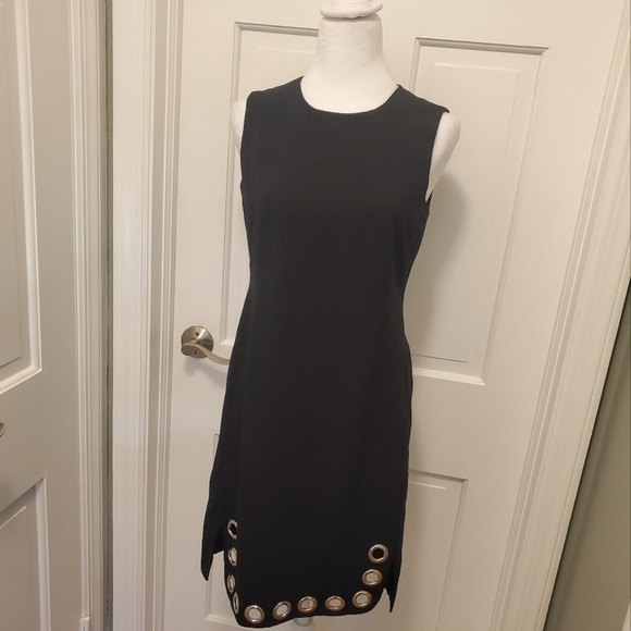 Karl Lagerfeld Paris Black Sheath Dress W/Silver Grommets at the Hemline Size 4 - Picture 1 of 13